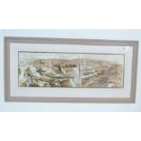 R BROWN - 20TH CENTURY ILLUSTRATION PRINT OF BRISTOL'S HARBOURSIDE.