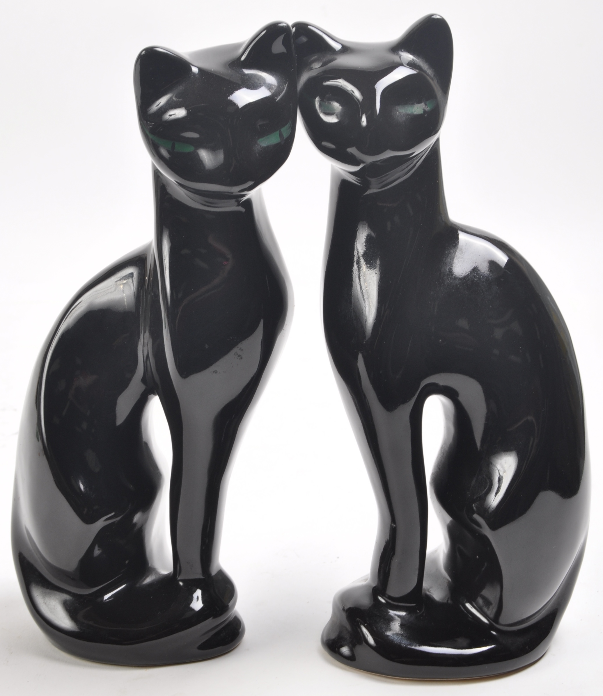 PAIR OF VINTAGE RETRO STYLISED BLACK CAT FIGURINES