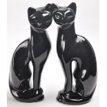 PAIR OF VINTAGE RETRO STYLISED BLACK CAT FIGURINES