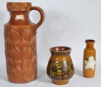 THREE VINTAGE RETRO WEST GERMAN VASES