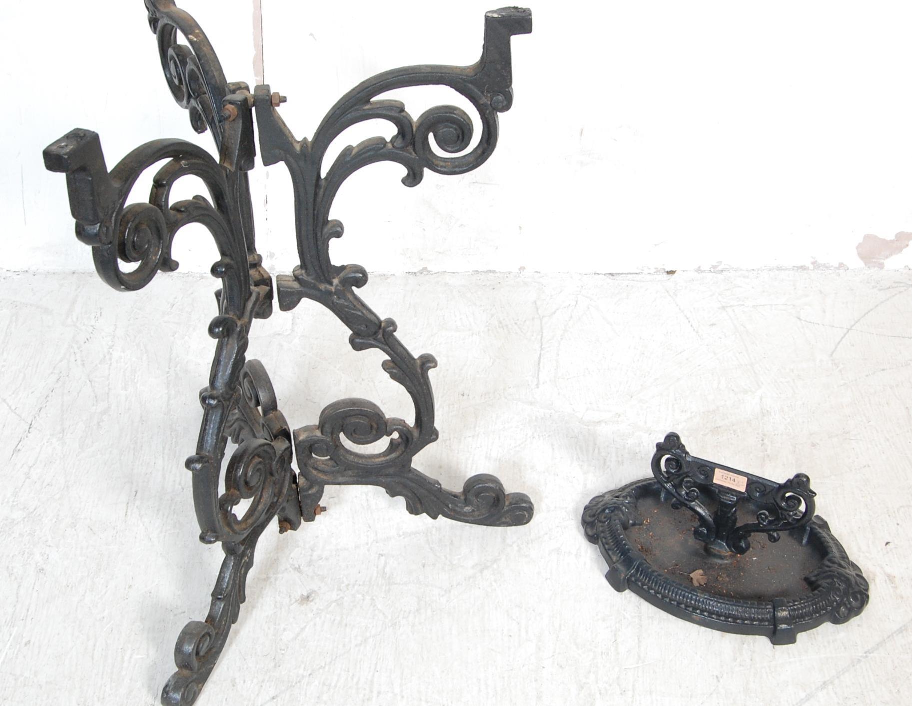 ANTIQUE STYLE CAST IRON TABLE BASE AND BOOT SCRAPER - Image 2 of 5