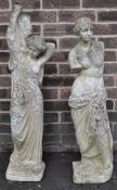 TWO 20TH CENTURY ANTIQUE STYLE FEMALE GARDEN STATUES