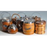 COLLECTION OF VINTAGE RETRO 20TH CENTURY WOODEN BISCUIT BARRELS