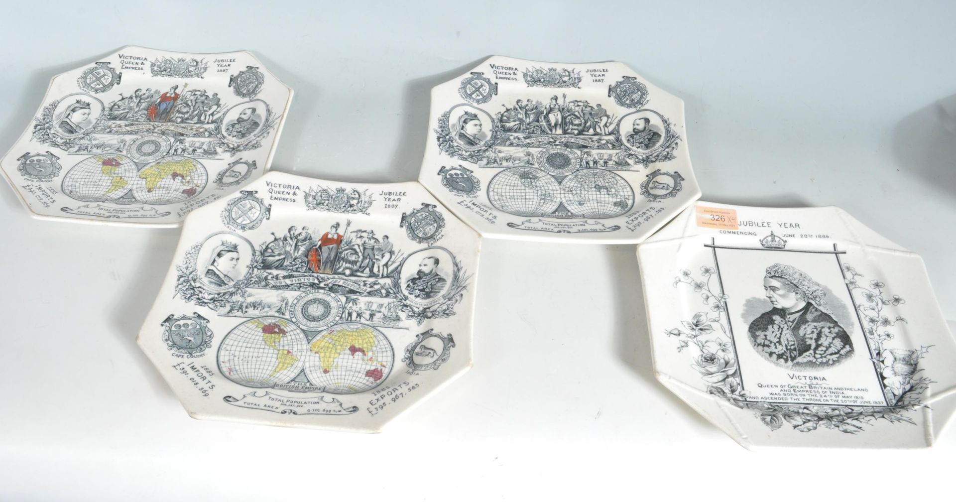 FOUR 19TH CENTURY VICTORIAN CERAMIC COMMEMORATIVE PLATES