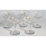 FIVE VINTAGE RETRO 20TH CENTURY BABYCHAM GLASSES