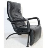 RETRO BLACK LEATHER CONTEMPORARY ARMCHAIR