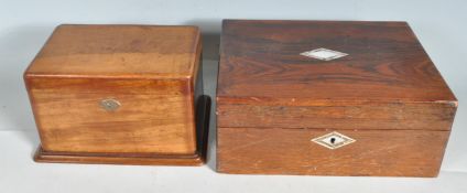 19TH CENTURY ANTIQUE VICTORIAN ROSEWOOD BOX AND MAHOGANY BOX