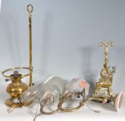 COLLECTION OF THREE ANTIQUE AND LATER BRASS LAMPS