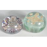 TWO GLASS PAPERWEIGHTS TO INCLUDE ONE VICTORIAN EXAMPLE