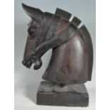 LARGE OAK CARVED HORSE SCULPTURE HEAD