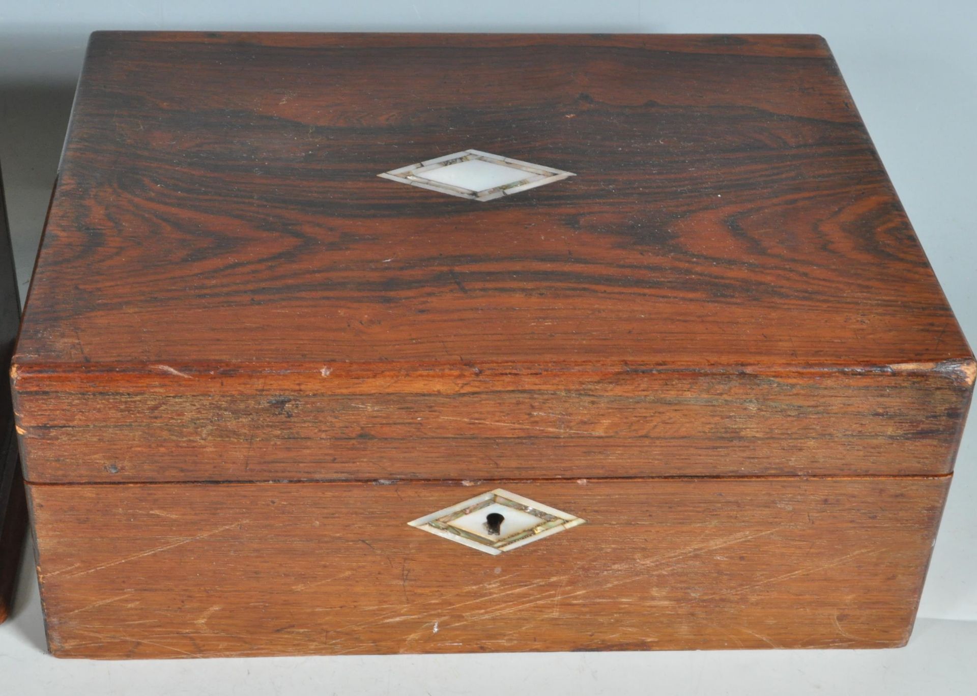 19TH CENTURY ANTIQUE VICTORIAN ROSEWOOD BOX AND MAHOGANY BOX - Image 2 of 5