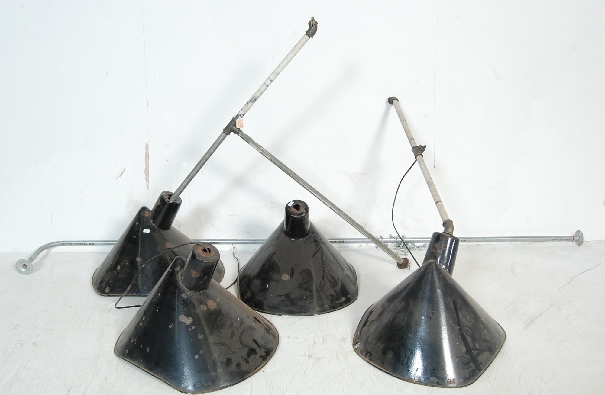 PAIR OF RETRO VINTAGE INDUSTRIAL FACTORY LIGHTS