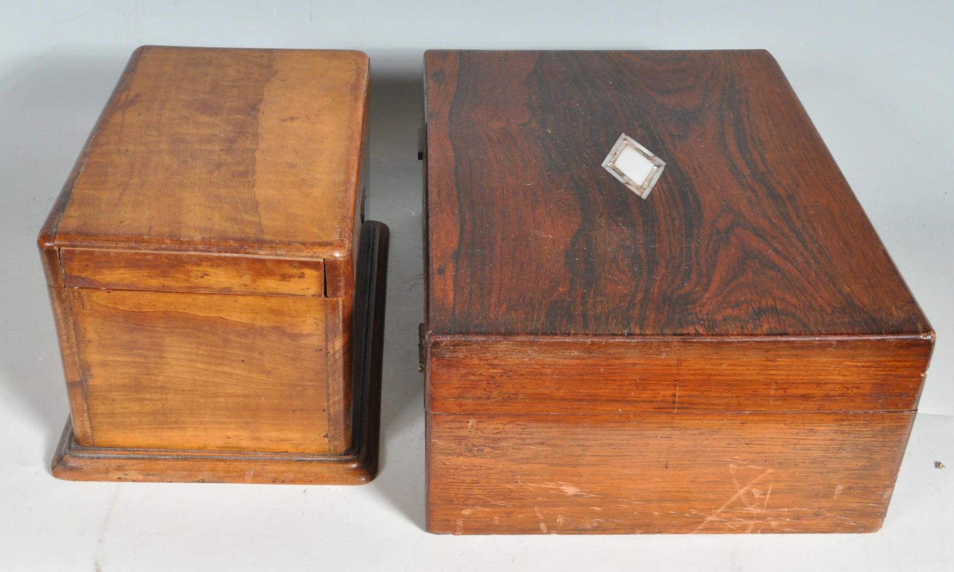 19TH CENTURY ANTIQUE VICTORIAN ROSEWOOD BOX AND MAHOGANY BOX - Image 4 of 5