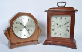 1920’S ART DECO WALNUT CASE MANTEL CLOCK AND A SEIKO CLOCK