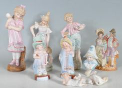 COLLECTION OF 20TH CENTURY CONTINENTAL POLYCHROME BISQUE FIGURINE