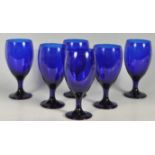 SIX BRISTOL BLUE STYLE WINE GLASSES