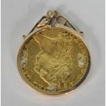 1790 GEORGIAN SPADE GUINEA COIN IN A 9CT GOLD MOUNT