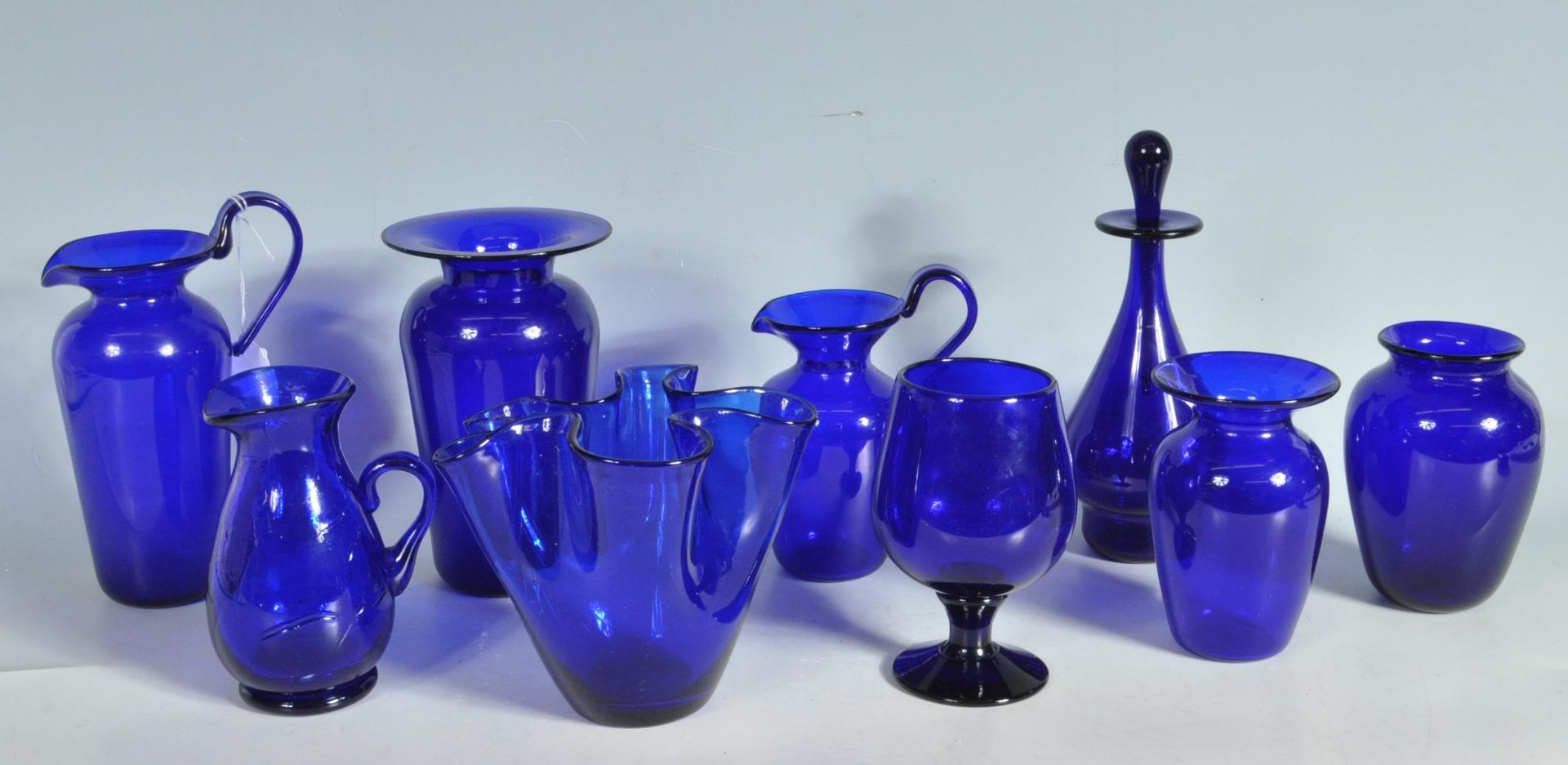 COLLECTION OF VINTAGE BRISTOL BLUE GLASS