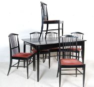 SET OF SIX ASKO DINING CHAIRS AND MATCHING DINING TABLE