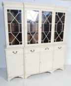 LARGE ANTIQUE STYLE REGENCY REVIVAL BREAKFRONT LIBRARY BOOKCASE