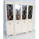 LARGE ANTIQUE STYLE REGENCY REVIVAL BREAKFRONT LIBRARY BOOKCASE