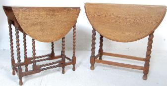 TWO 1930’S OAK BARLEY TWIST SIDE TABLES