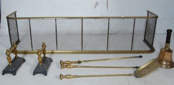 VICTORIAN FIRE FENDER, COMPANION SET & SCHOOL BELL