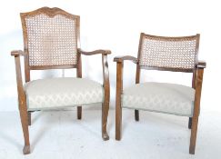 1930's MAHOGANY BERGERE ARMCHAIR & ANOTHER