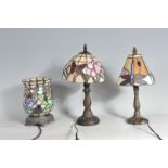 SET OF THREE VINTAGE 20TH CENTURY TIFFANY STYLE LAMPS