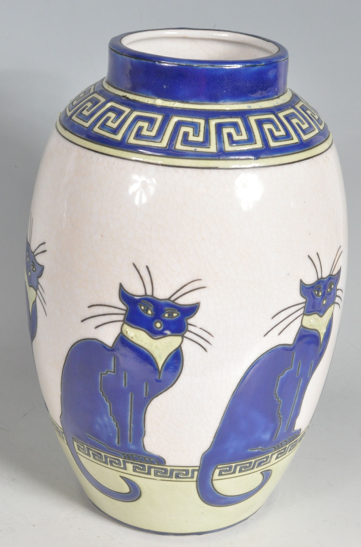 VINTAGE 20TH CENTURY VASE IN THE MANNER OF LONGWY. - Image 5 of 7