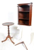 EDWARDIAN CORNER CABINET TOGETHER WITH A WINE TABLE