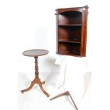 EDWARDIAN CORNER CABINET TOGETHER WITH A WINE TABLE