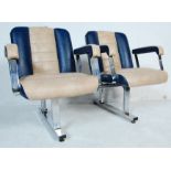 PAIR OF RETRO VINTAGE BLUE AND CREAM SALON CHAIRS