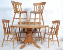 ANTIQUE STYLE COUNTRY PINE DINING TABLE & 6 CHAIRS