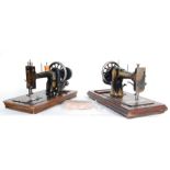 TWO HIGHLY DECORATIVE ANTIQUE EARLY 20TH CENTURY SEWING MACHINES