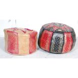 TWO MORROCAN NORTH AFRICAN LEATHER FOOTSTOOLS