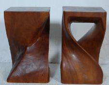 PAIR OF VINTAGE 20TH CENTURY EXOTIC HARDWOOD SIDE TABLES