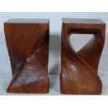 PAIR OF VINTAGE 20TH CENTURY EXOTIC HARDWOOD SIDE TABLES