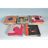 MIXED GROUP OF 90+ 45 RPM SINGLES AND EP'S SOME WITH PICTURE SELEVES