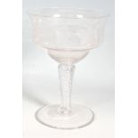 20TH CENTURY ETCHED GLASS CENTREPIECE BOWL.