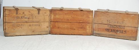 THREE VINTAGE RETRO PINE SHIPPING BOXES