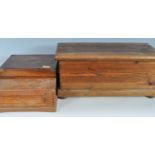 ANTIQUE VICTORIAN 19TH CENTURY WALNUT WRITING SLOPE TOGETHER WITH A PINE TOOLBOX