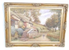 20TH CENTURY OIL ON CANVAS PAINTING DEPICTING IN FRAME