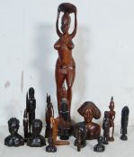 COLLECTION OF VINTAGE 20TH CENTURY AFRICAN HARDWOOD CARVED ARTEFACTS