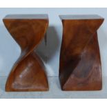 PAIR OF VINTAGE EXOTIC HARDWOOD HELIX SIDE TABLES