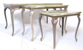 VINTAGE MID 20TH CENTURY RETRO MARBLE AND GILT NEST OF TABLES