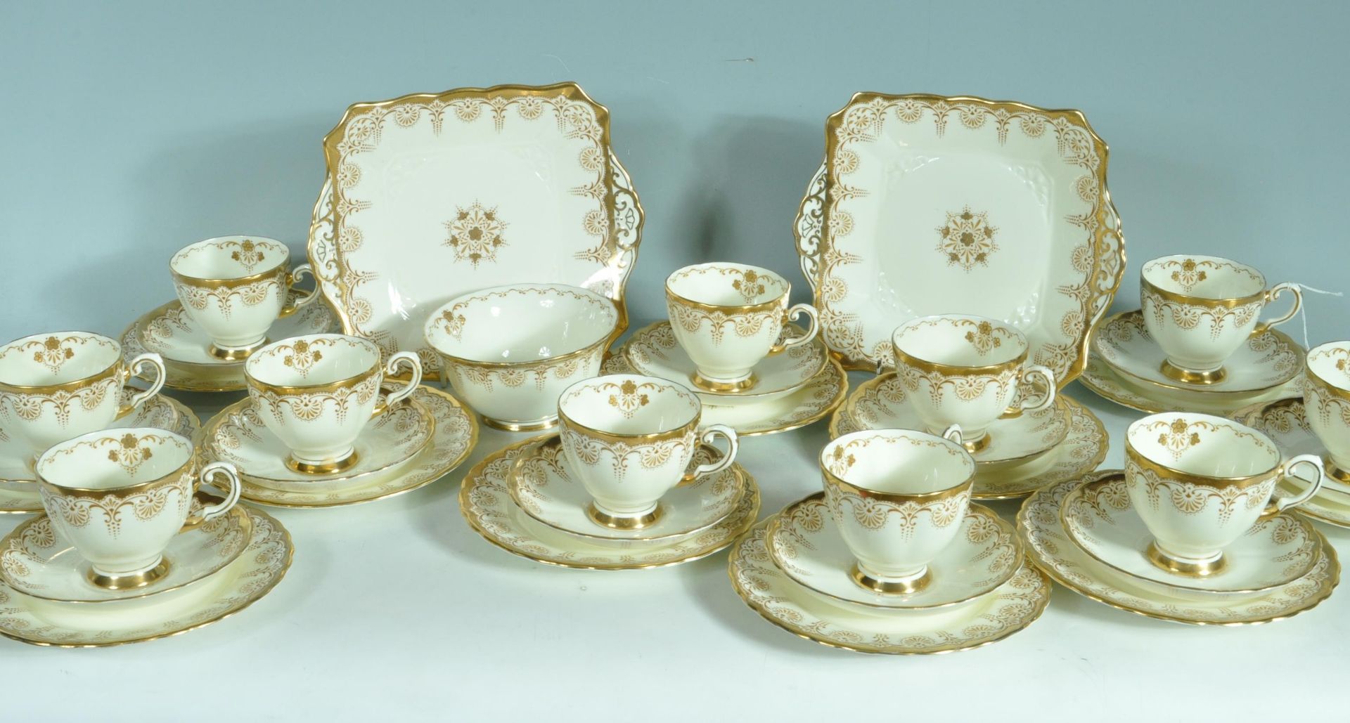 11 PERSON TEA SET BY TUSCAN CHINA IN PLANT PATTERN