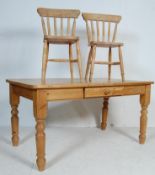 PINE VICTORIAN STYLE DINING TABLE AND CHAIRS