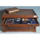 COLLECTION OF COINS AND MEDALS IN A WOODEN BOX