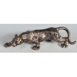 VINTAGE STYLE 20TH CENTURY CAST IRON BRONZE EFFECT CROUCHING PANTHER